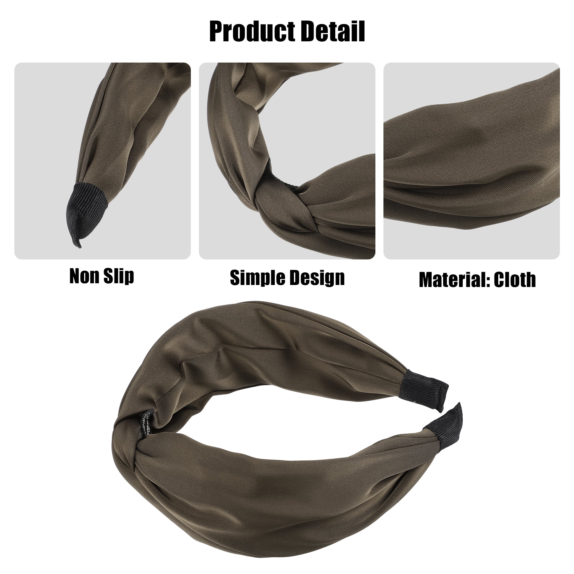 Unique Bargains Satin Twist Headband Hairband for Women 1.2 Inch Wide Light Brown