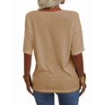 thumbnail image 4 of Women's 3/4 Sleeve Shirts V Neck Loose Fitting Tops Casual Solid Color Tshirts  Basic Tunic Summer Ladies Tops, 4 of 8