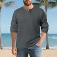 thumbnail image 5 of Zylanna Men's Long Sleeve T-Shirts, Solid Color Crew Neck Homewear Loose Casual Tops for Men Dark Gray, 5 of 9