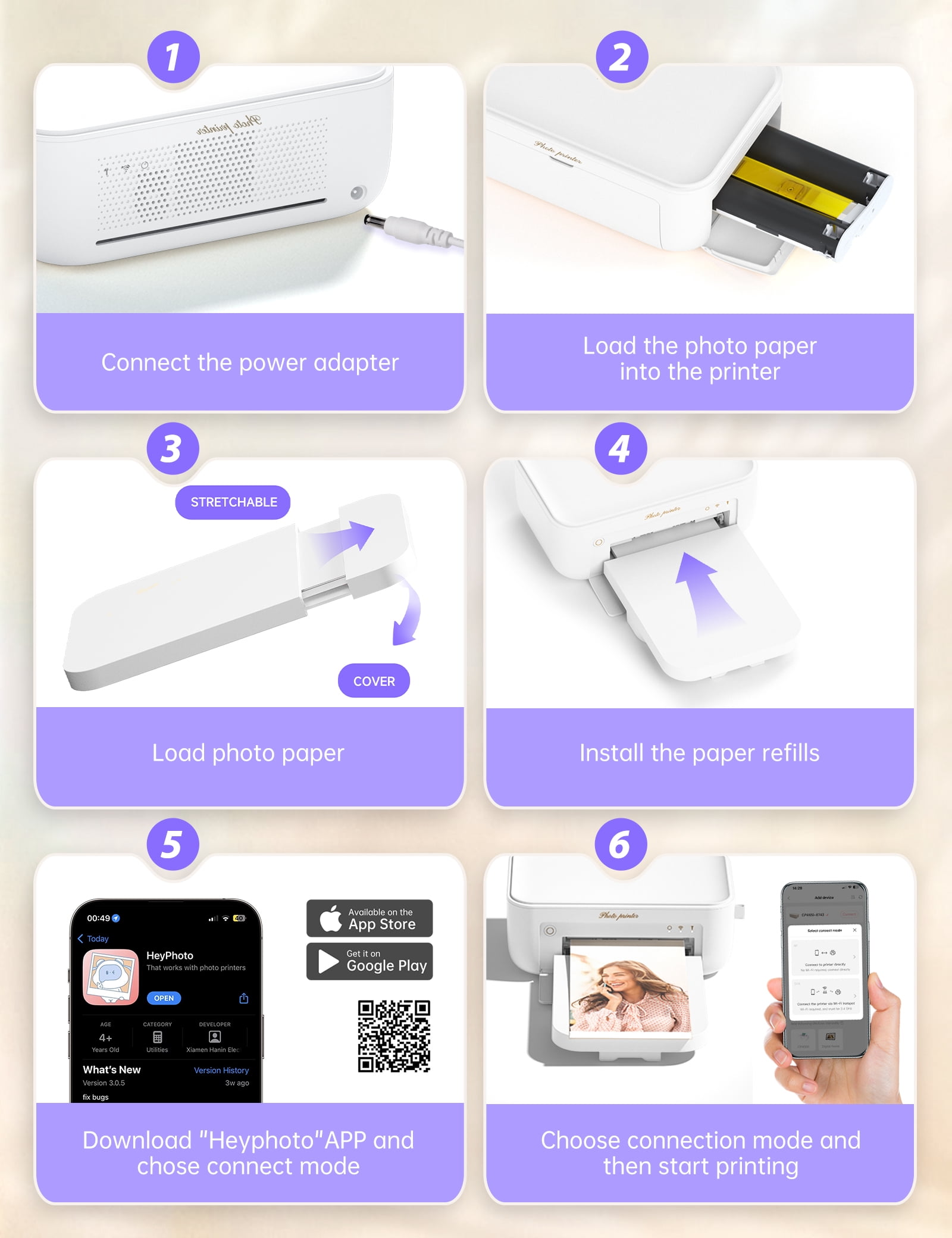 HPRT CP4100 Photo Printer White