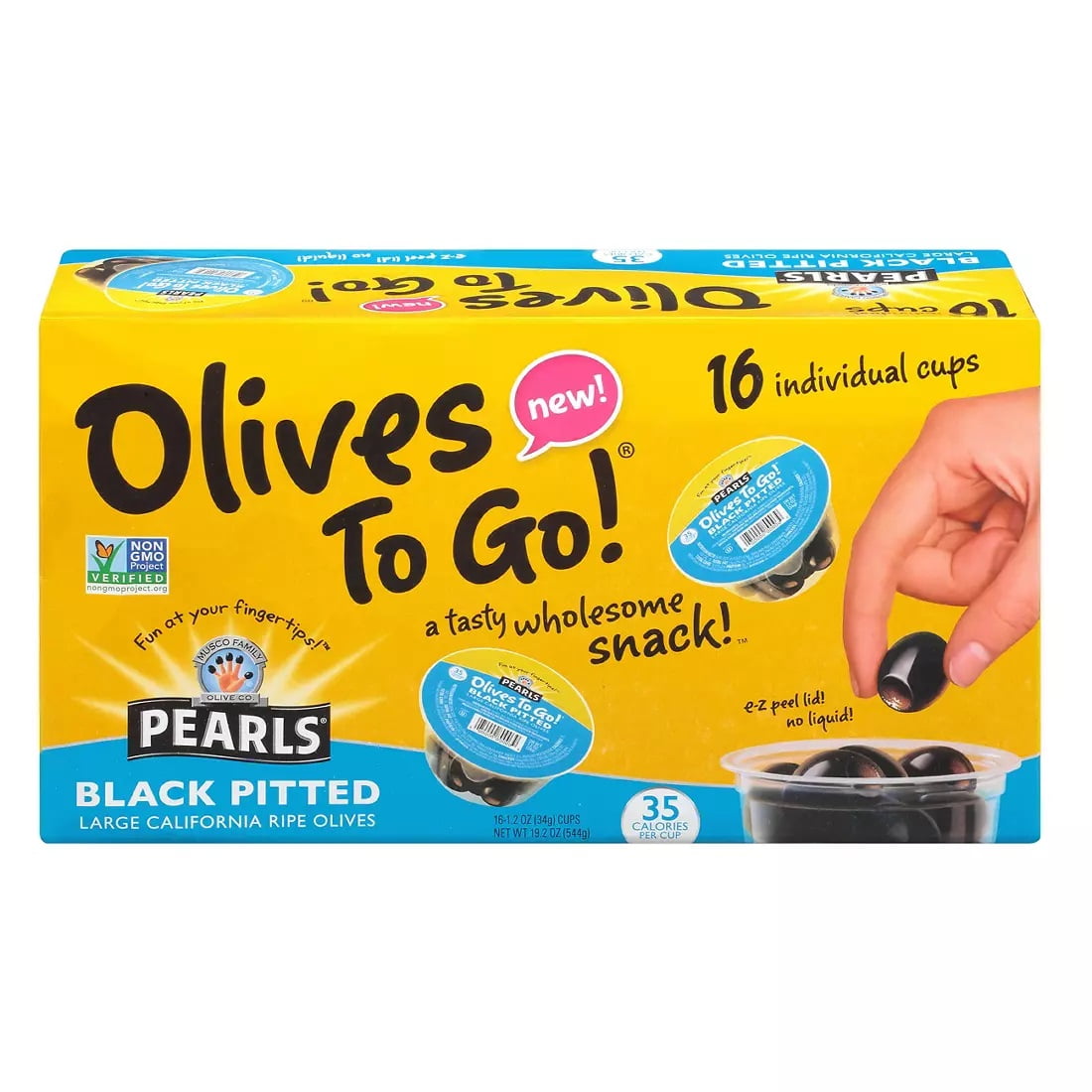 Pearls Olives-to-Go Pitted Large Black Ripe Olives - 4.8oz/4pk For Sale Katy, TX