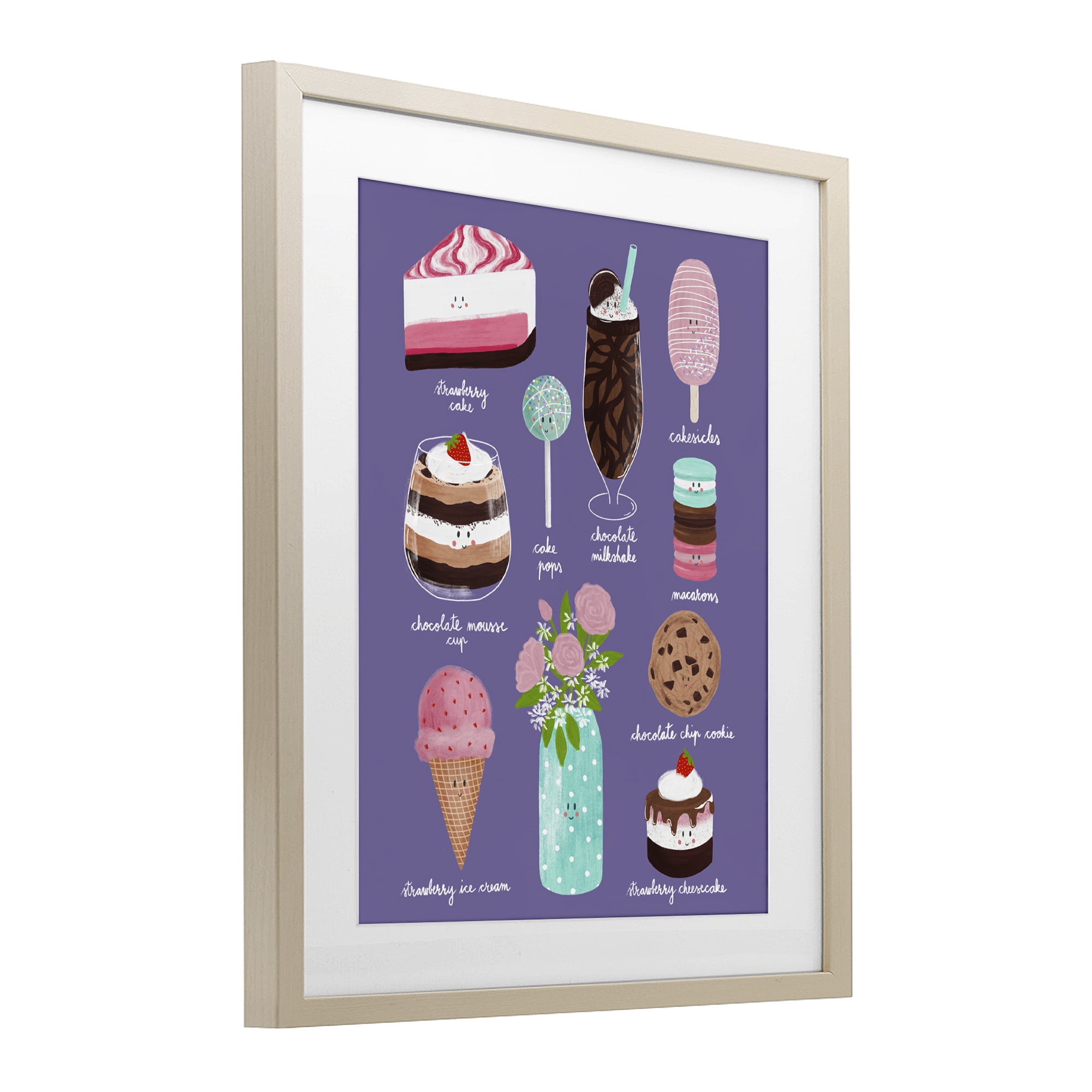 Stupell Industries Decadent Desserts & Flowers Birch Framed Print Under Glass, design by Metka Hiti