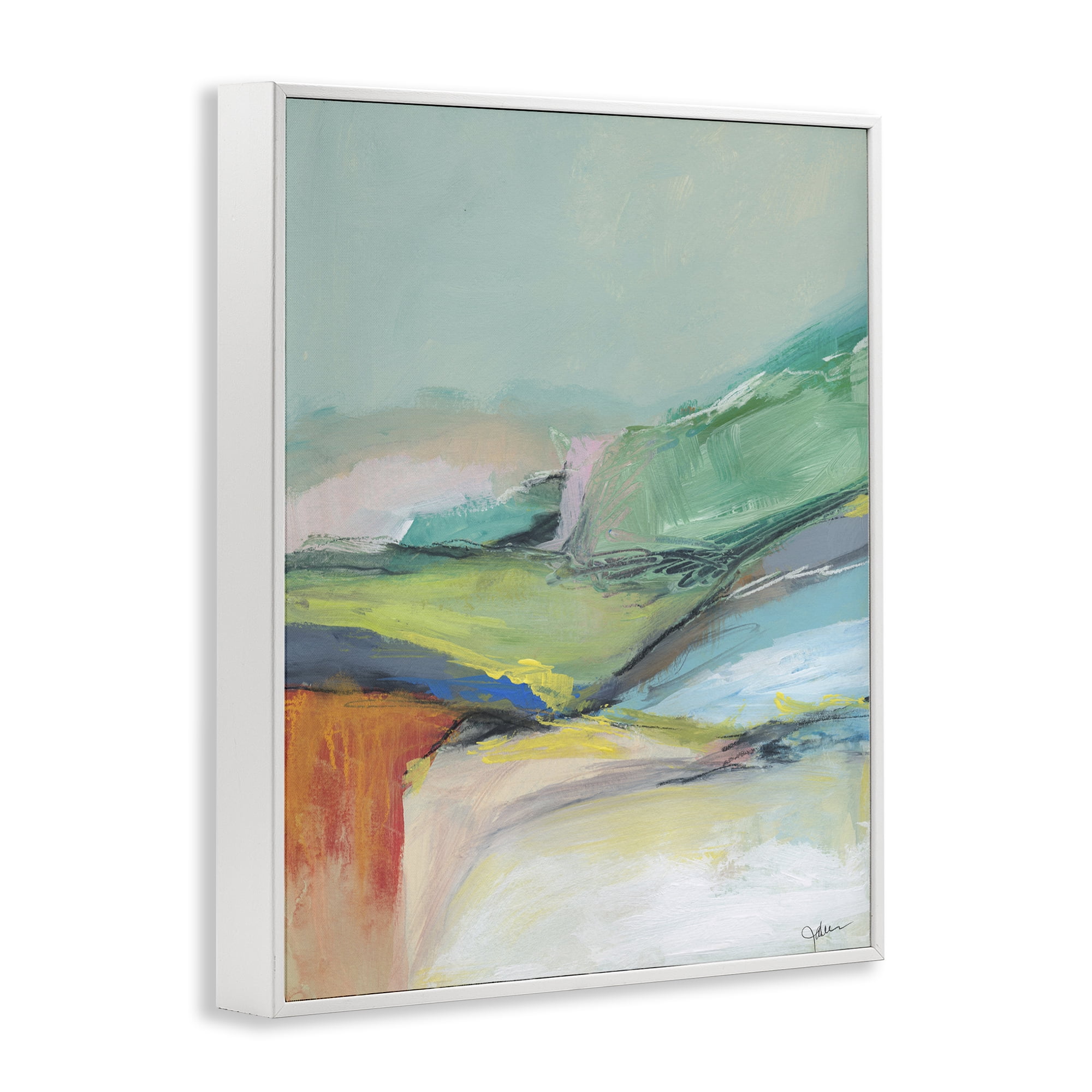 Stupell Industries Abstract Modern Landscape Abstract Painting White Framed Art Print Wall Art, 16 x 20
