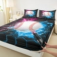 thumbnail image 3 of Feelyou 3D Baseball Print Full Size Sheets for Kids, Neon Glowing Honeycomb Bed Sheets, Pink Blue Lightning Sheet Sets, Ultra Soft Bedroom Decor, 4-Piece, 3 of 7