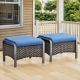 thumbnail image 2 of Bellefurn Outdoor Ottomans for Patio Set of 2,PE Wicker Steel Frame Outdoor Foot Rest with Removable Cushions for Patio Furniture Sets All Weather Rattan Footstool Ottoman for Balcony Backyard, 2 of 6