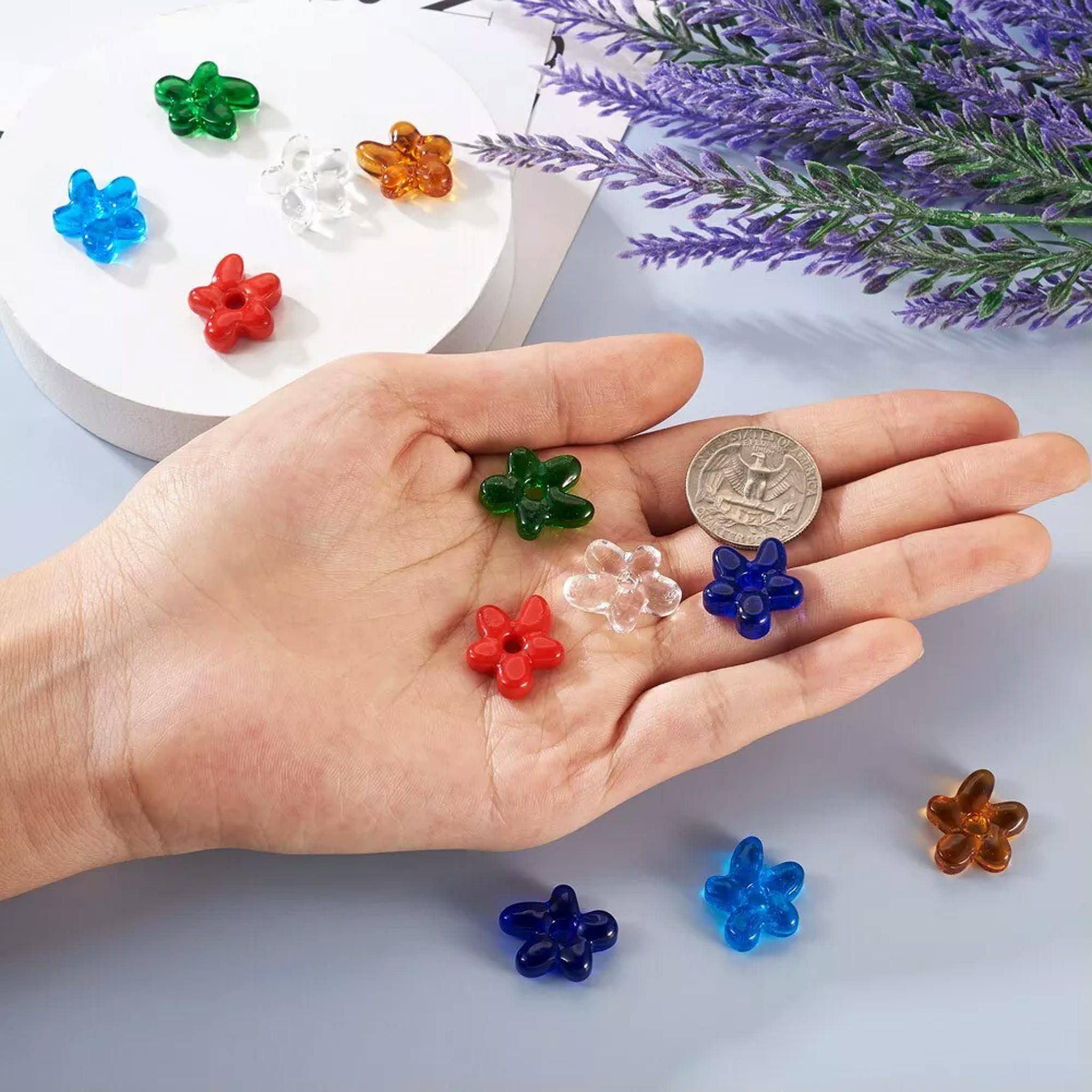 U8MO 1 Box Starfish Flower Glass Beads Spacer Crafts For DIY Jewelry Making 18.5x17mm