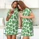 thumbnail image 4 of Fotbe Green Leaves Bata de Dormir para Mujer con Estampado, Camisón de Algodón de Manga Corta, Ropa de Dormir Casual, 4 of 6