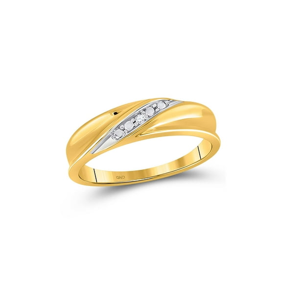 FB Jewels 10kt Yellow Gold Mens Round Diamond Diagonal Row Band Ring .02 Cttw