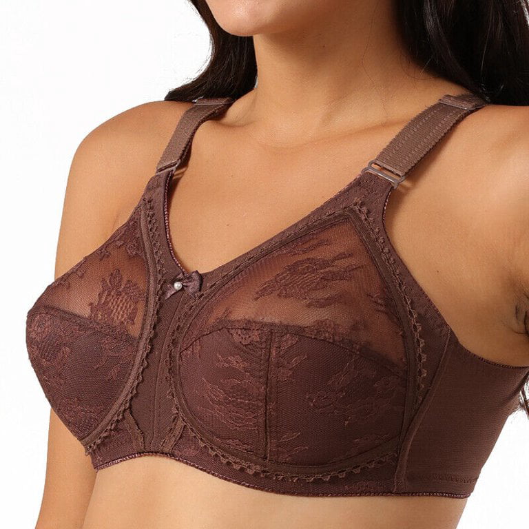 Women's Plus Size Minimizer Sleep Unlined Full Coverage Lace Wirefree Bra  50A