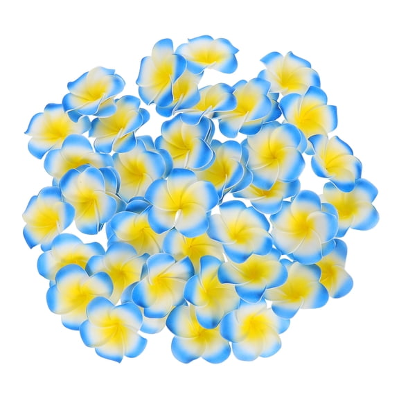 PENIKOKO 50 Pcs Sky Artificial Hawaiian Plumeria Flowers for Tropical Beach Party Decorations and Crafts