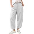 thumbnail image 6 of SAHFX Linen Crop Pants for Women Harem Pants Barrel Trousers Boho Travel Pant Beach Vacation Clothes Elastic Waist Trousers with Pockets Solid Color Office Work Slacks Beach Travel Vacation Outfits, 6 of 9