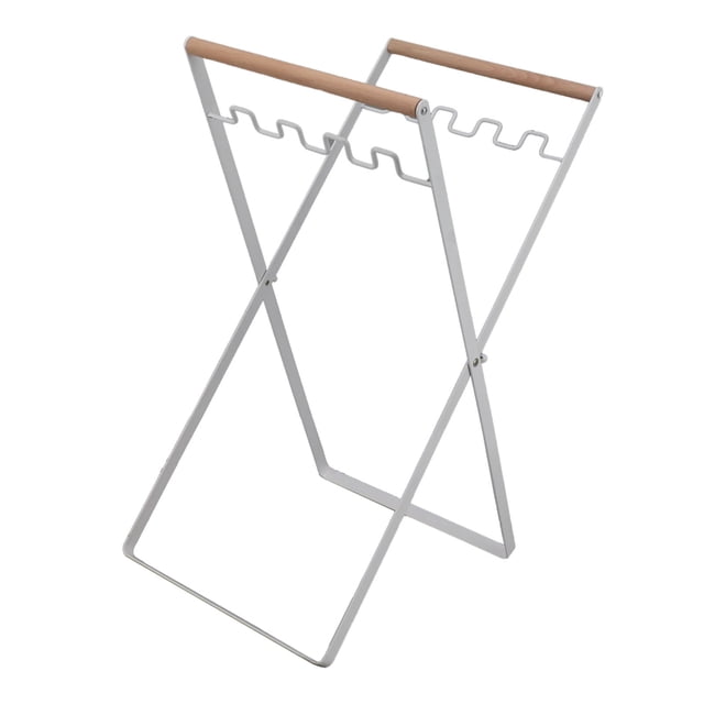 Iron Trash Bag Holder, Portable Garbage Bag Holder Trash Rack Portable Wood Handle Outdoor Leaf Bag Stand Foldable Trash Stand Holder Waste Sorting Bin for Camping