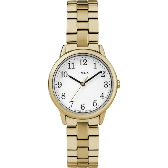 Women's Easy Reader Small Gold-Tone/White Watch, Stainless Steel Expansion Band
