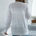 thumbnail image 5 of Wyobums Women's Cardigan Sweaters Fall Long Sleeve Crochet Eyelet Open-Front Cardigan Lightweight Loose Knitted Sweater A-White, 5 of 8