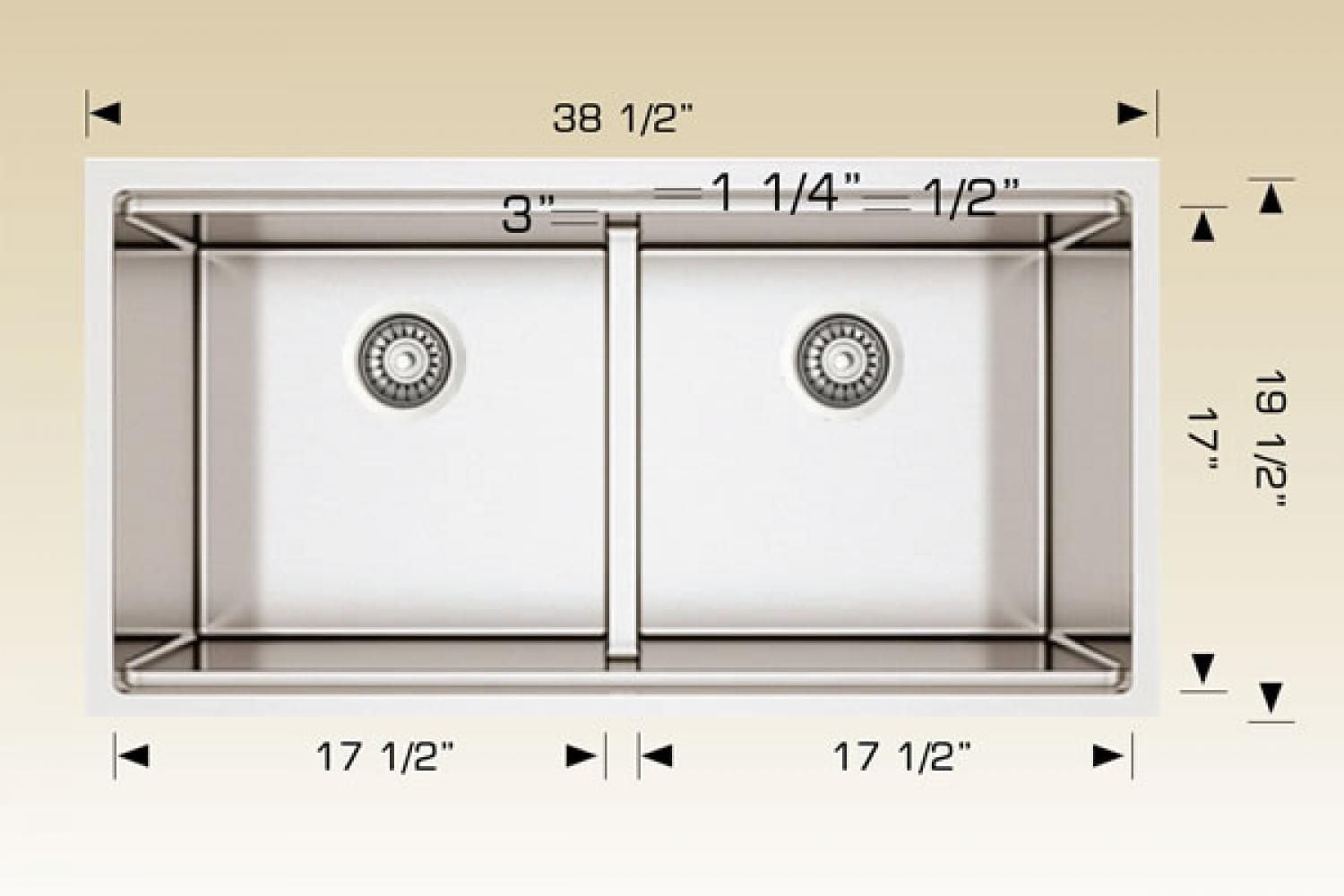 American Imaginations 38.5-in. W CSA Approved Stainless Steel Kitchen Sink With 2 Bowl And 16 GaugeAI-34485