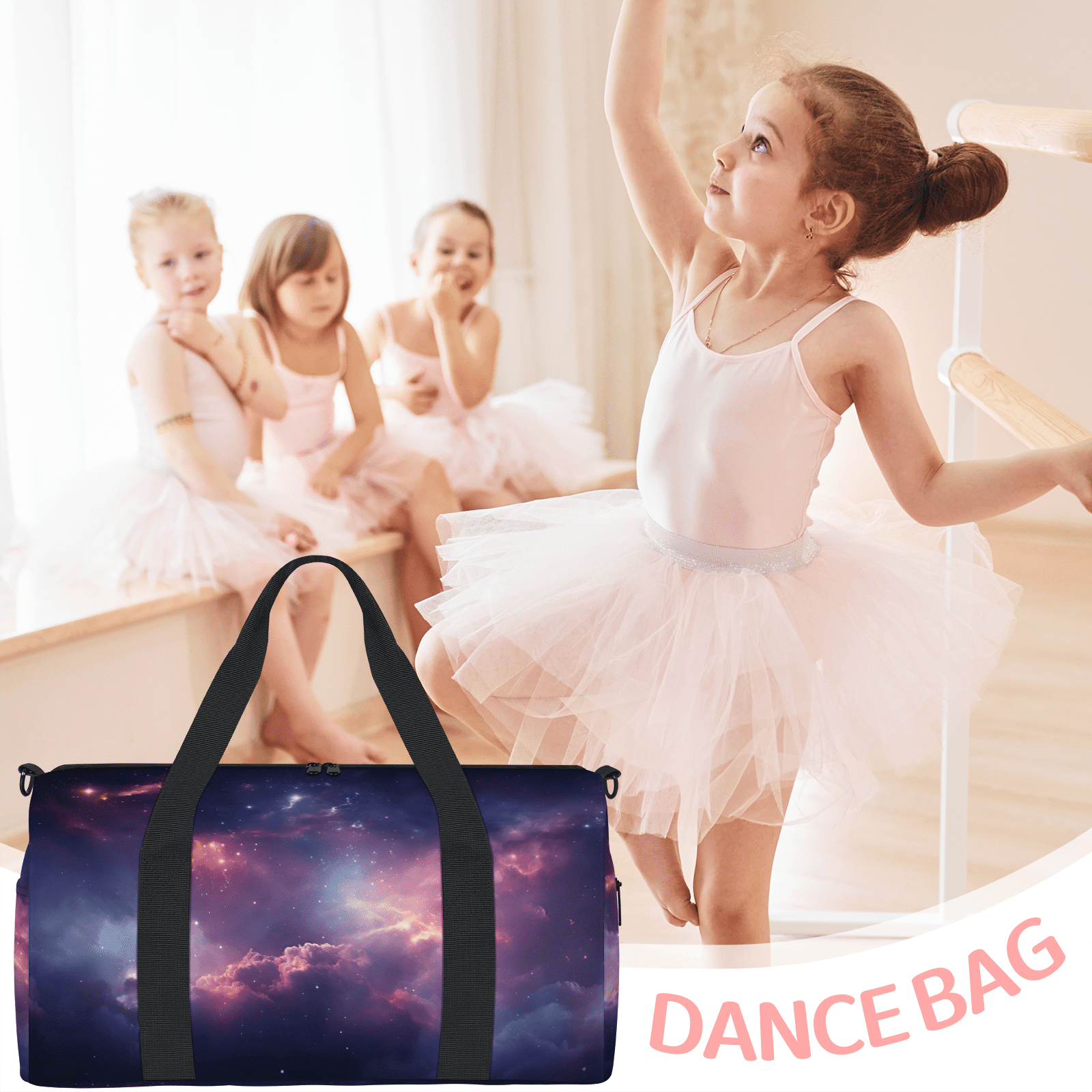 Herdesigns Galaxy Nebula Gym Bag for Women, Duffle Bag for Travel Sport, Starry Sky Space Universe Lightweight Waterproof Carry on Weekender Dance Yoga Workout Bags