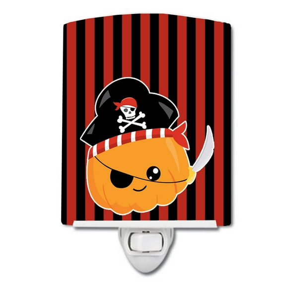Caroline's Treasures BB6962CNL Halloween Pumpkin Pirate Ceramic Night Light, 6x4x3", multicolor