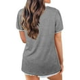 thumbnail image 4 of Women Stripe Stitching Short Sleeve Round Neck Solid Color T-shirt, 4 of 4