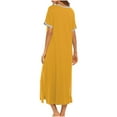 thumbnail image 4 of Ndbuld Women's Summer Casual T Shirt Dresses Women’s Nightshirt Short Sleeve Nightgown-Soft Full Length Sleepwear Dress Gift for Adults Yellow XL, 4 of 7