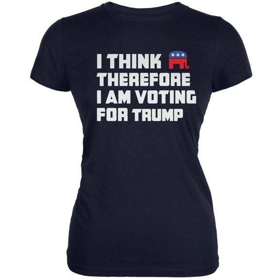 Election 2020 I Think Therefore Trump Navy Juniors Soft T-Shirt - 2X-Large