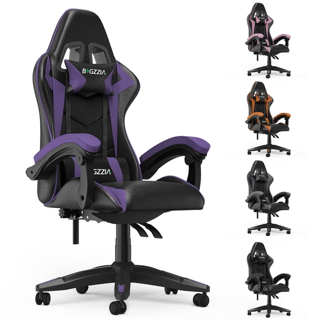 Bugzzia Chaise de Jeu en Cuir PU avec Appui-Tête Réglable et Soutien Lombaire, Violet