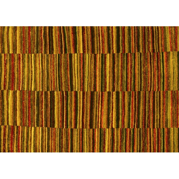 Ahgly Company Indoor Rectangle Abstract Yellow Modern Area Rugs, 6' x 9'