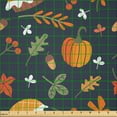 thumbnail image 2 of Ambesonne Thanksgiving Fabric by the Yard Microfiber, Autumn Foliage Pumpkin, 1 Yard, Dark Slate Blue and Orange, 2 of 2