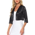thumbnail image 4 of INSPIRE CHIC Cropped Blazer for Women Open Front Lapel Collar Business Office Casual Short Suit Jacket Cardigan Outerwear S Black, 4 of 5