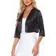 thumbnail image 4 of BLAZER CORTO CHIC INSPIRE PARA MUJERES, CON FRONTAL ABIERTO, COLLAR DE SOLAPA, CHAQUETA CORTA DE OFICINA CASUAL, CARDIGÁN EXTERIOR M NEGRO, 4 of 5