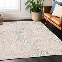 Addison Rugs Chantille Indoor/Outdoor Transitional Circles Pink Washable Rectangle Rug, 8' x 10'