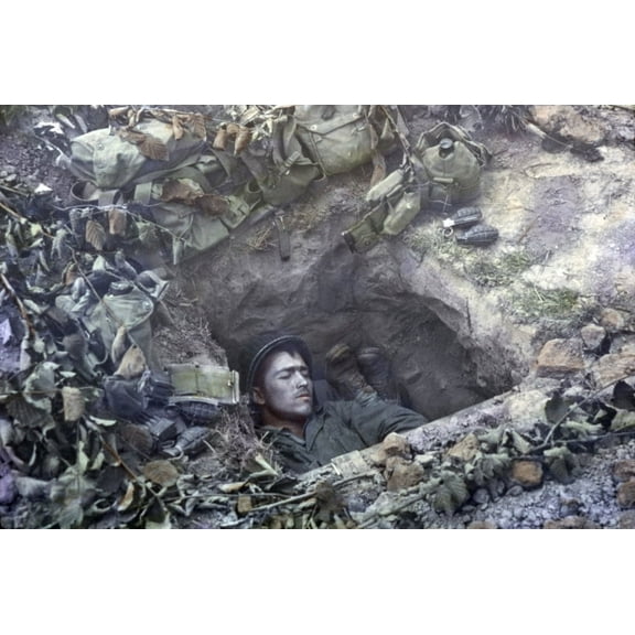 Two U.S. Soldiers In Their Foxholes In Normandy History (36 x 24)