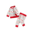thumbnail image 2 of FOCUSNORM Christmas Deer & Snowflake Print Long Sleeve Sweatshirt + Trousers, 2 of 7