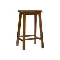 Linon Beamon 29" Sturdy Wood Backless Saddle Seat Bar Stool in Honey Brown