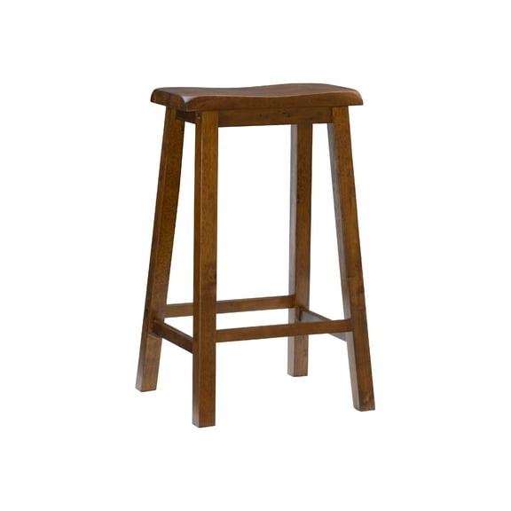 Linon Beamon 29" Sturdy Wood Backless Saddle Seat Bar Stool in Honey Brown