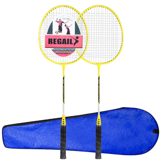 REGAIL Lightweight Ferroalloy Badminton Racket Set for Teens and Adults - Durable, Easy to Use, Available in Multiple Colors (Yellow)