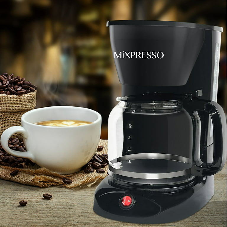 Mixpresso RNAB075575CR4 mixpresso 8-cup drip coffee maker programmable,  coffee pot machine including reusable and removable coffee filter, black  elec
