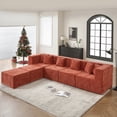 thumbnail image 4 of BEHOST 130" 6-Piece Modular Sectional Sofa with 2 Movable Ottomans, U-Shaped Cloud Couch for Living Room, Modern Chenille Deep Seat Sofa Set, Flexible Oversized Sleeper Couches, Christmas Rust Red, 4 of 11
