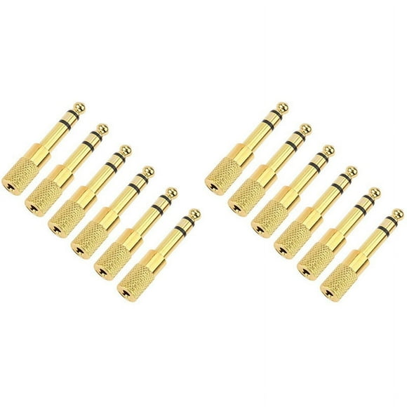 Quarter Inch Adapter, 6.35mm (1/4 Inch) Male to 3.5mm (1/8 Inch) Female Headphone Jack Plug, Gold 12 Pack,12 x 6.35mm (1/4 inch) Male to 3.5mm (1/8 inch) Female Stereo Audio Adapter,gold