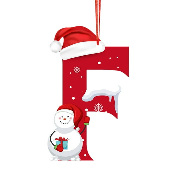 Adornos navideños, adornos navideños, regalos navideños, árbol de Navidad acrílico 2D, colgante de 26 letras, regalo decorativo, colgantes para fiestas navideñas familiares, objetos colgantes