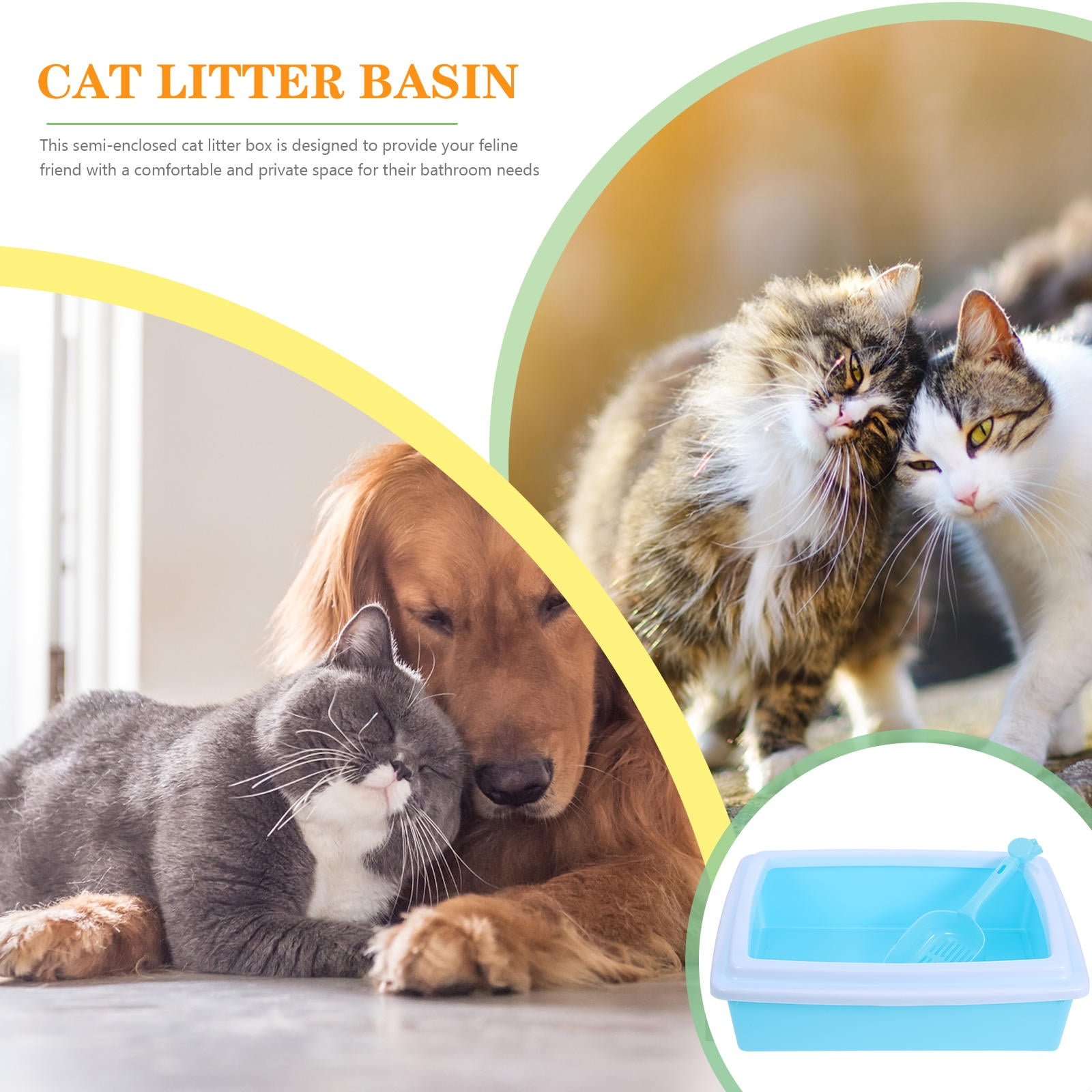 COMPUKAS ABS Material Half Enclosed Cat Toilet with Litter Shield for Small Space Use