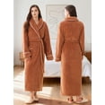 thumbnail image 4 of AMITOFO Women’s Thick Long Robe with Contrast Piping V-Neck – Soft Warm Winter Housecoat with Waist Belt and Side Pockets, 4 of 8