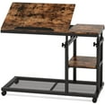 thumbnail image 3 of 31.5 in. Brown Height Adjustable C-Top Wood End Table with Tilt Drawing Board and Storage Shelf, 3 of 8