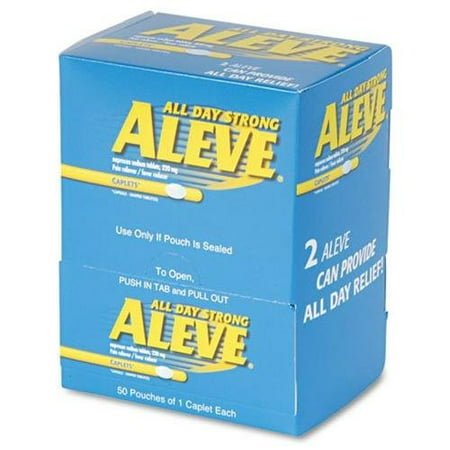 Aleve antidouleur à dose unique Packets - arthrite, maux de tête, douleurs musculaires, maux de dents, Mal de dos, Rhume, menstruelles Cramp - 50 / Box (ACM90010)