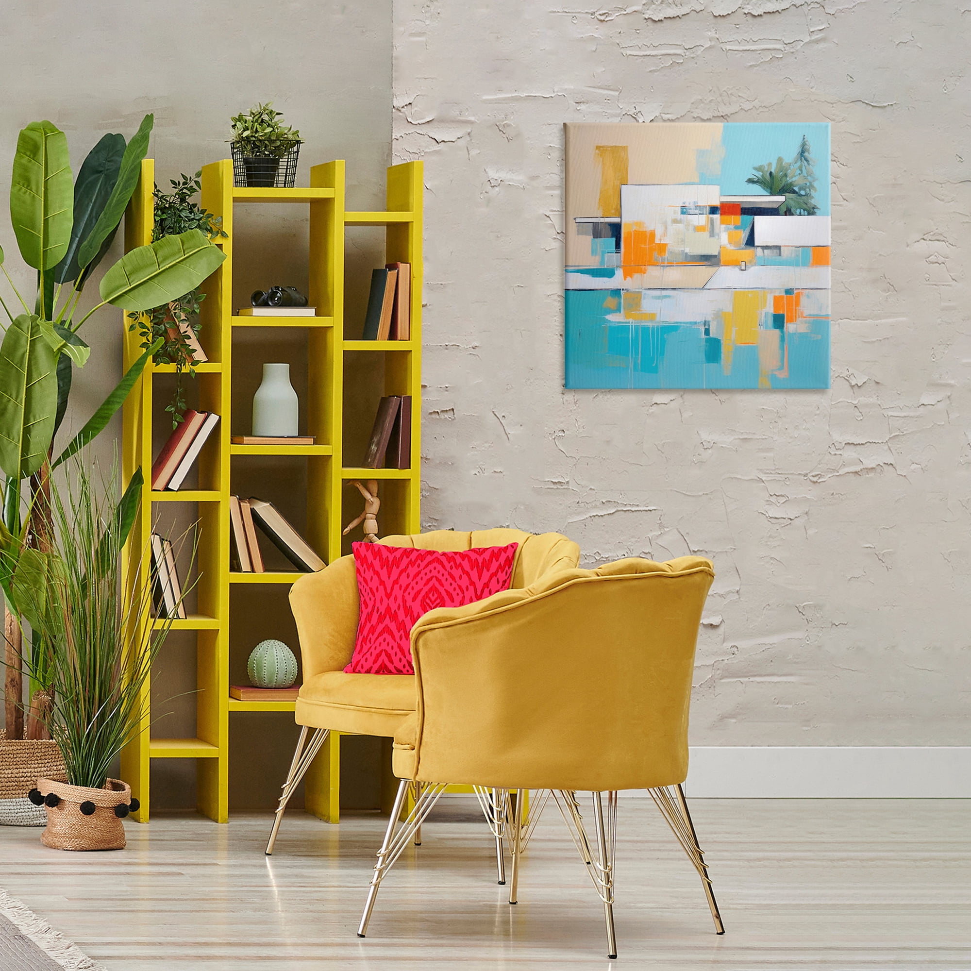Stupell Industries Tropical Abode Abstraction Town & City Painting Gallery Wrapped Canvas Art Print Wall Art, 24 x 24