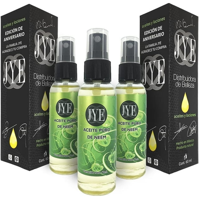 3 Frascos de Aceite De Neem JYE, Natural libre de químicos, para todo tipo de piel