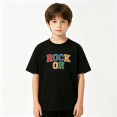 thumbnail image 2 of Rock On Boys Graphic Tee, Retro College Varsity Style Text 100% Cotton Kids Short Sleeve T-Shirt, 2 of 5