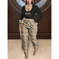 thumbnail image 1 of LovelyWholesale Long Sleeve U Neck Plus Size Plaid Letter Print Women's Plus Pants Set, 1 of 2