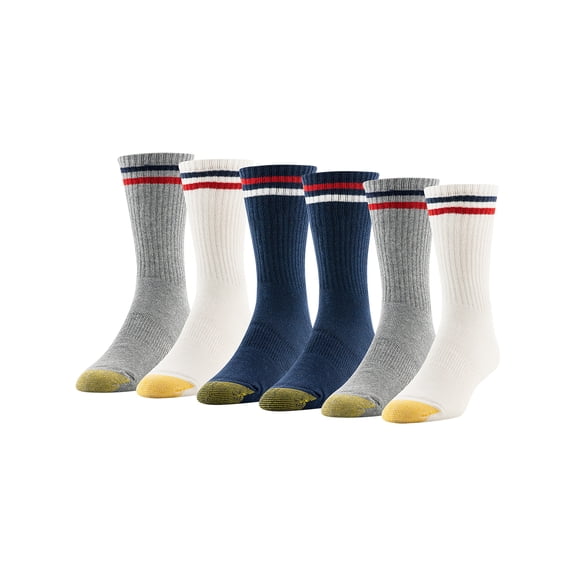 GoldToe Edition Mens Americana Short Crew Socks Assorted, 6 Pack