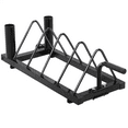 thumbnail image 3 of Topeakmart Horizontal Barbell Bumper Plate Storage Rack with Handle and Wheels, 3 of 12