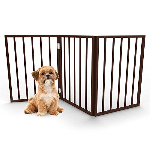 PETMAKER Freestanding Wooden Pet Gate, Dark Brown
